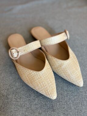 Something Navy Violet Raffia Mules Women’s size 9 Pointed Slip-on Mule Slides